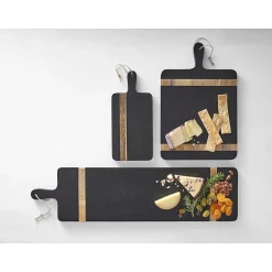 Linden Street Natural/Black 8x30 Wood Inlay Cheese Board
