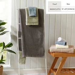 Linery Cotton Checkered Weave 12-pc. Quick Dry Washcloth