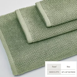Linery Cotton Quick-Dry Loop Textured 12 Pc Washcloths