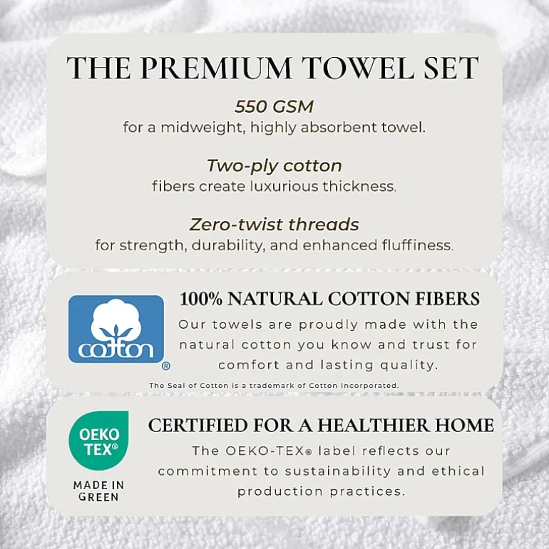 Linery Cotton Quick-Dry Loop Textured 12 Pc Washcloths
