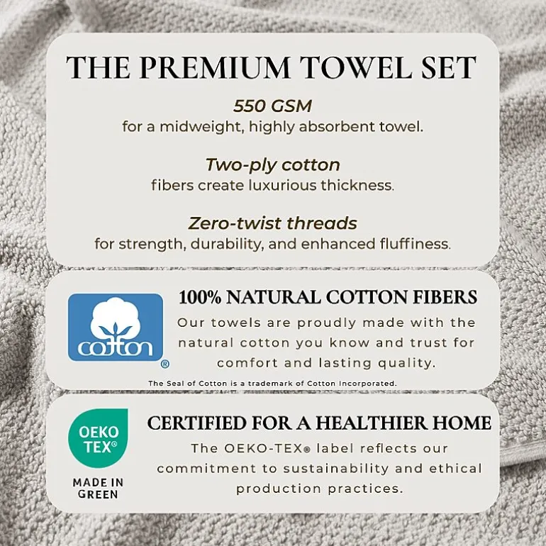 Linery Cotton Quick-Dry Loop Textured 12 Pc Washcloths