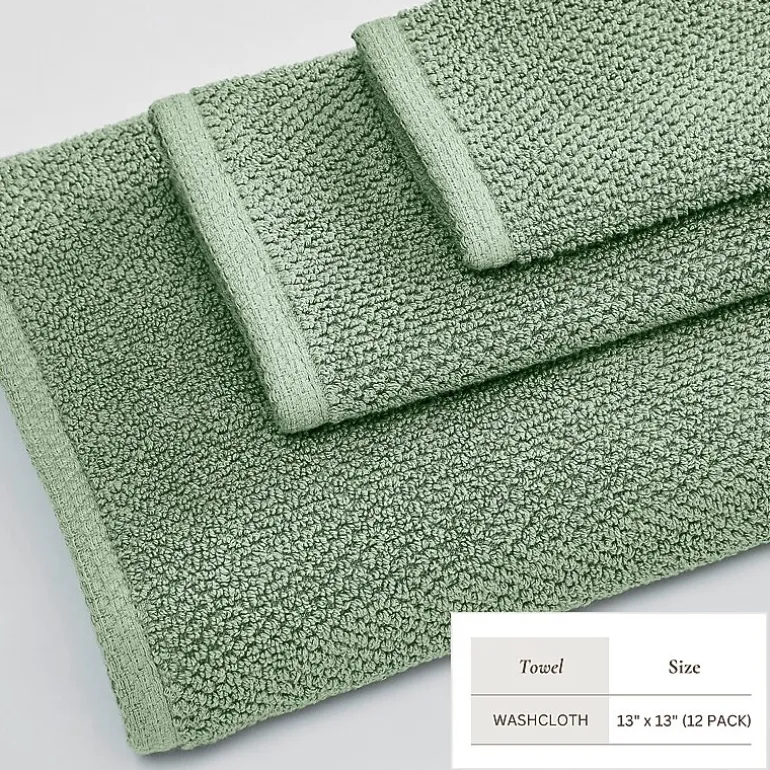 Linery Cotton Quick-Dry Loop Textured 12 Pc Washcloths