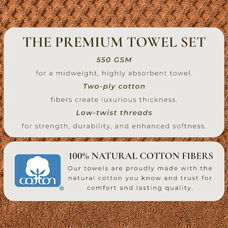 Linery Cotton Quick-Dry Textured 6 Pc Towel Set