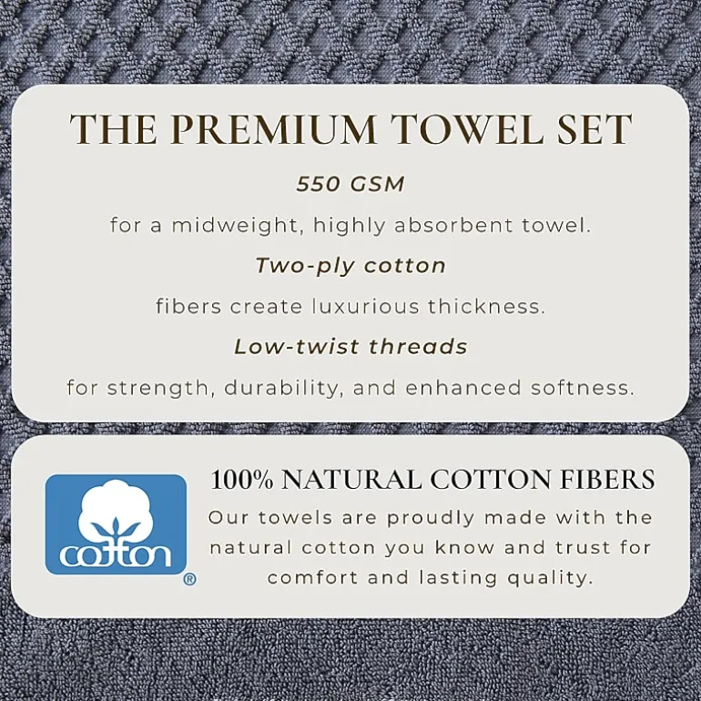 Linery Cotton Quick-Dry Textured 6 Pc Towel Set