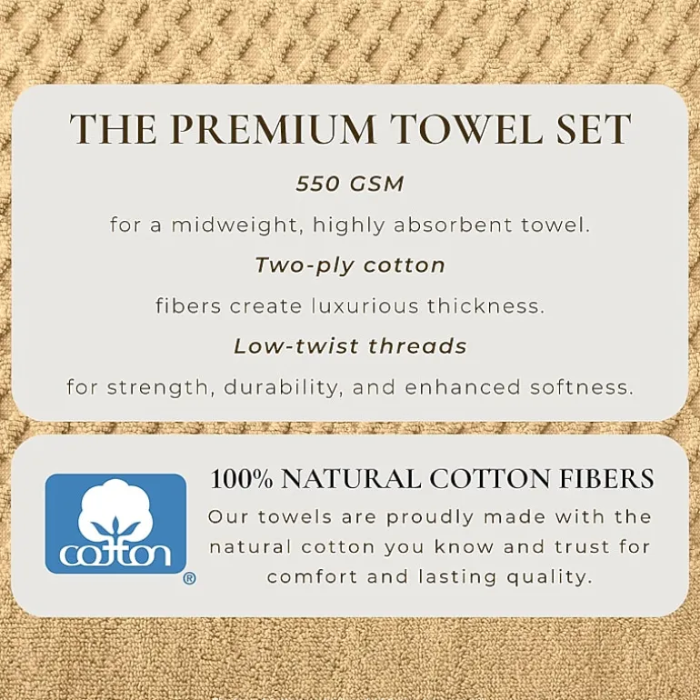 Linery Cotton Quick-Dry Textured 6 Pc Towel Set