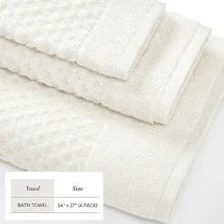 Linery Cotton Quick-Dry Textured 4 Pc Bath Towels
