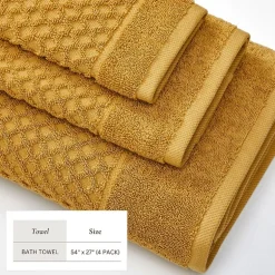 Linery Cotton Quick-Dry Textured 4 Pc Bath Towels