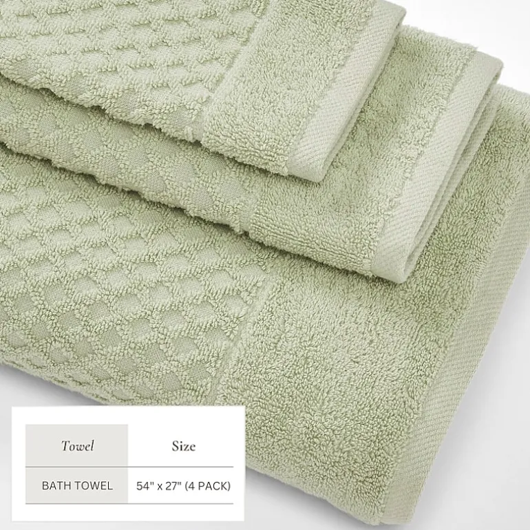 Linery Cotton Quick-Dry Textured 4 Pc Bath Towels