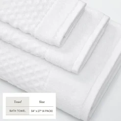 Linery Cotton Quick-Dry Textured 4 Pc Bath Towels