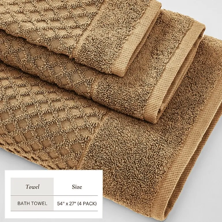 Linery Cotton Quick-Dry Textured 4 Pc Bath Towels