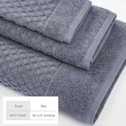 Linery Cotton Quick-Dry Textured 4 Pc Bath Towels