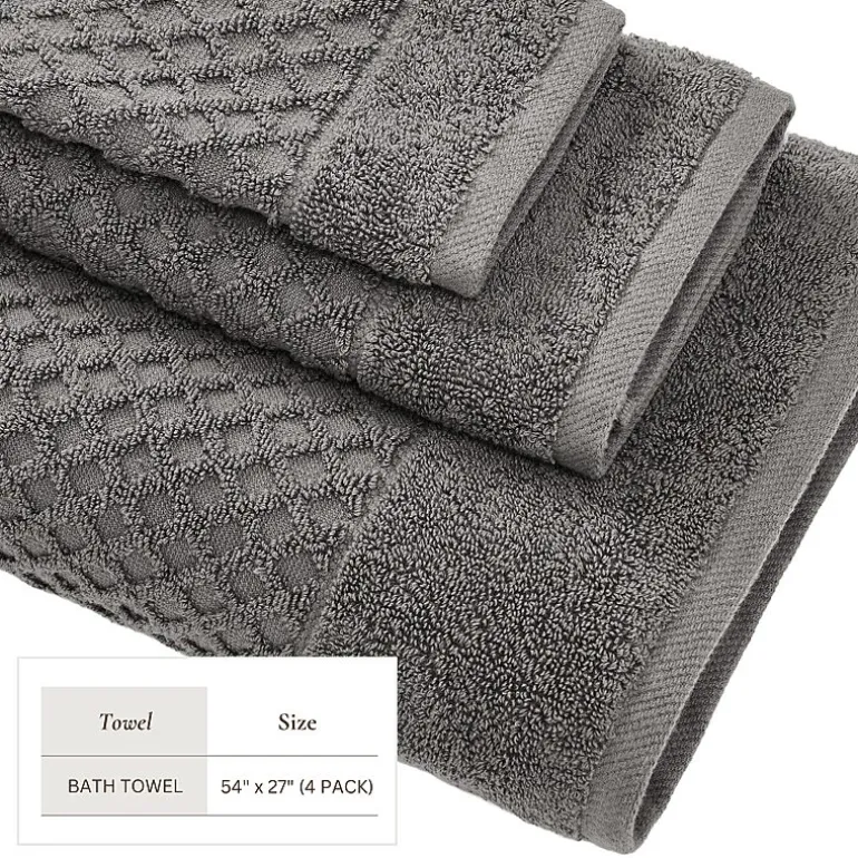 Linery Cotton Quick-Dry Textured 4 Pc Bath Towels