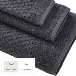 Linery Cotton Quick-Dry Textured 4 Pc Bath Towels