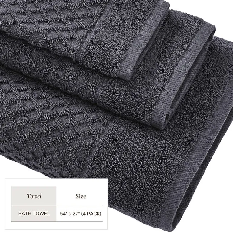 Linery Cotton Quick-Dry Textured 4 Pc Bath Towels