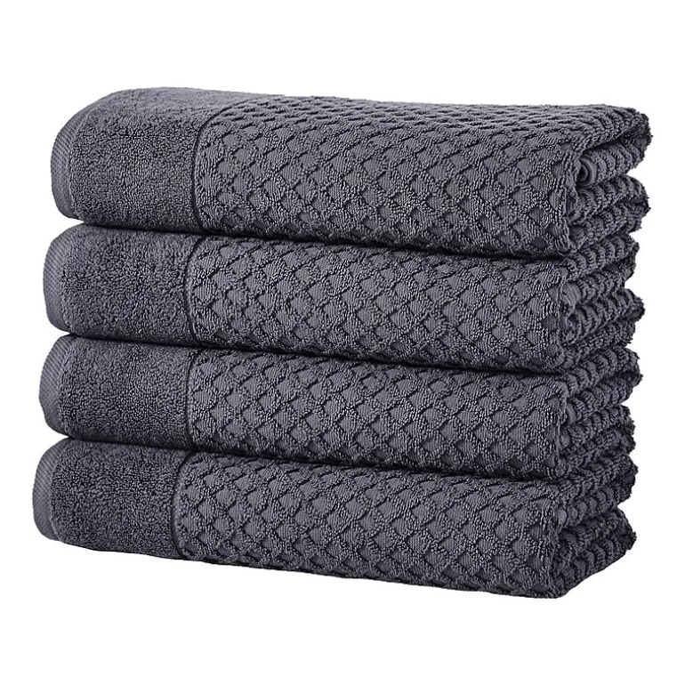 Linery Cotton Quick-Dry Textured 4 Pc Bath Towels