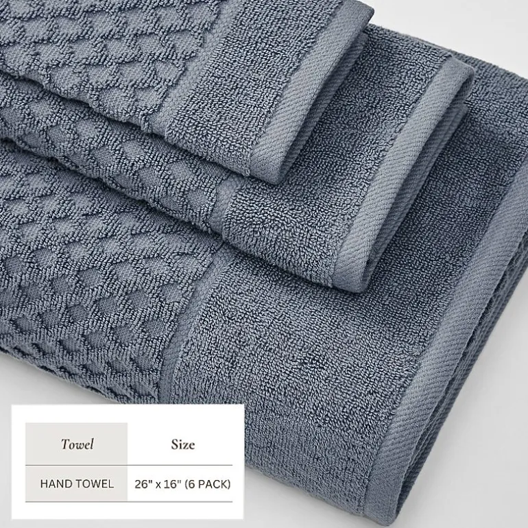 Linery Cotton Quick-Dry Textured 6 Pc Hand Towels
