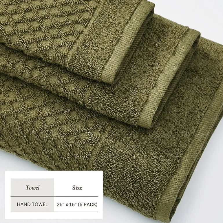 Linery Cotton Quick-Dry Textured 6 Pc Hand Towels