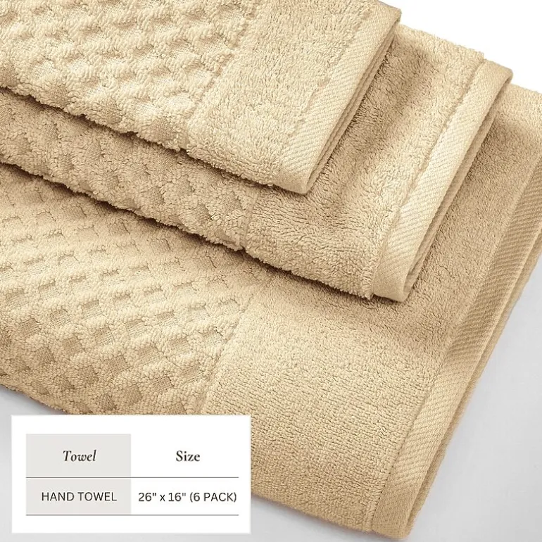 Linery Cotton Quick-Dry Textured 6 Pc Hand Towels