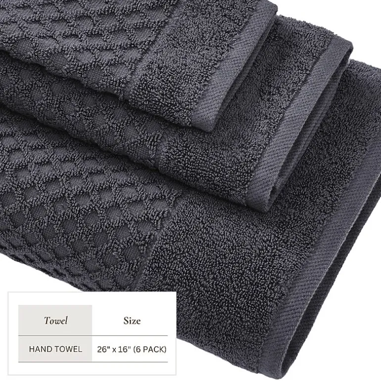 Linery Cotton Quick-Dry Textured 6 Pc Hand Towels