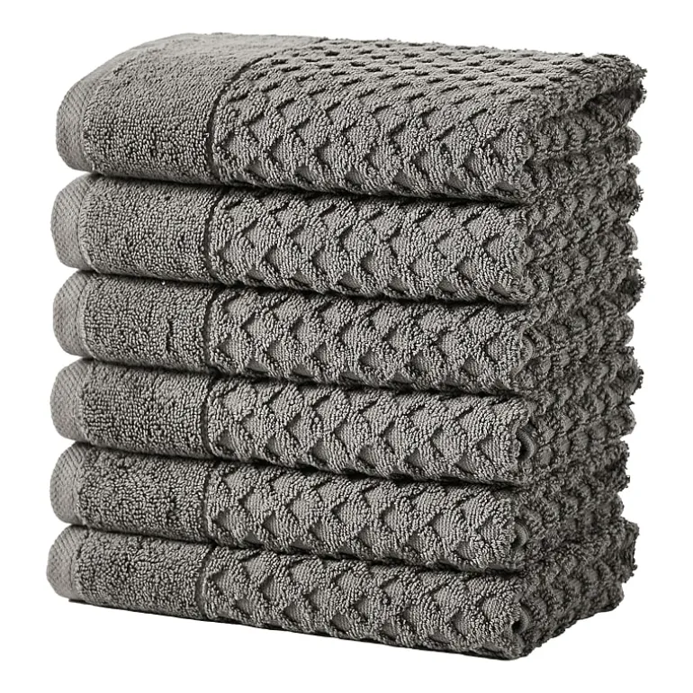 Linery Cotton Quick-Dry Textured 6 Pc Hand Towels