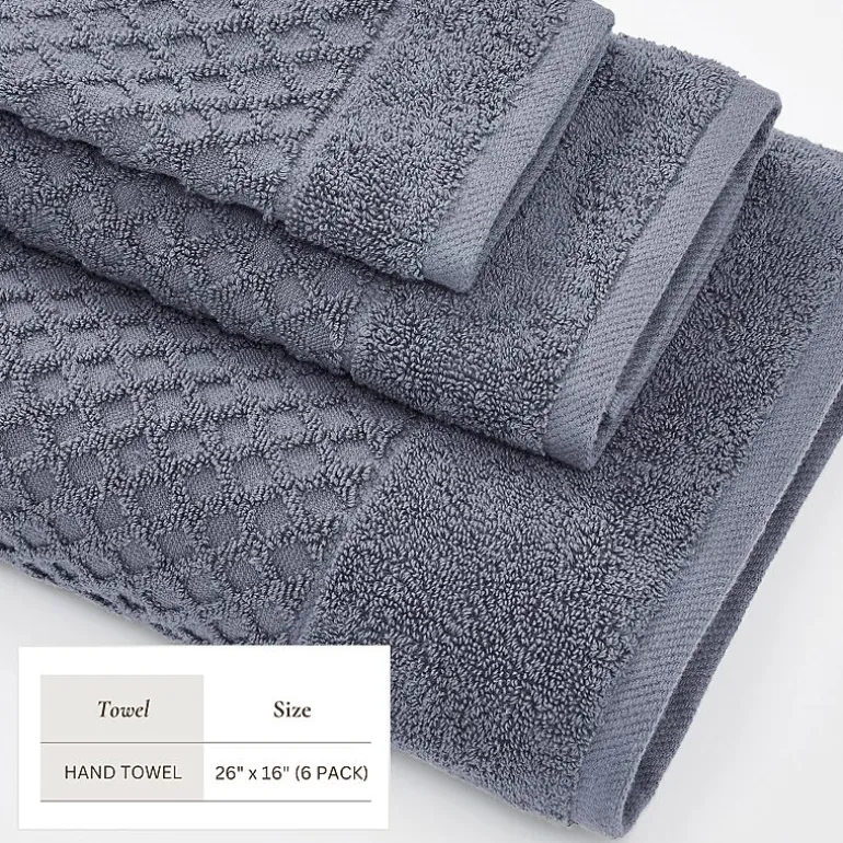 Linery Cotton Quick-Dry Textured 6 Pc Hand Towels