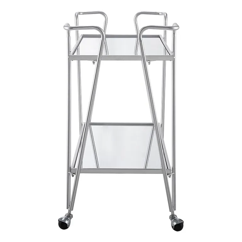 Linon Hera Kitchen And Dining Room Collection Glass-Top Serving Cart