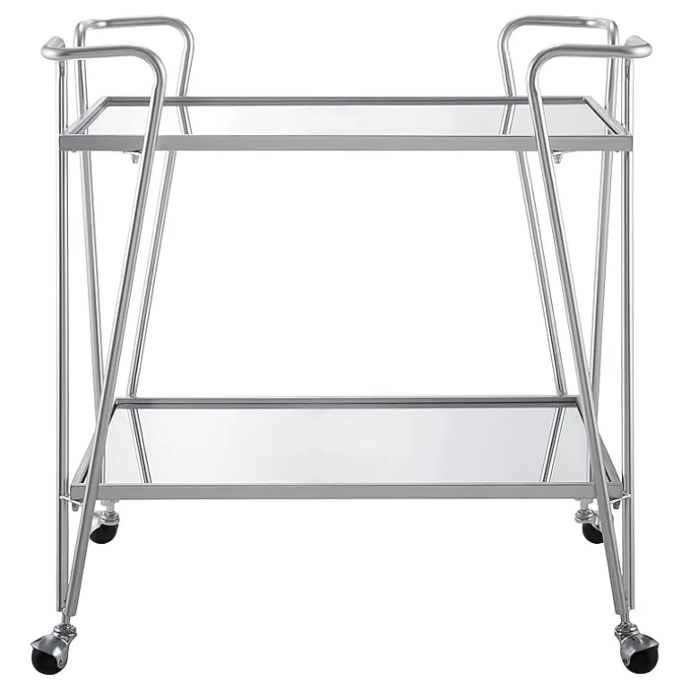 Linon Hera Kitchen And Dining Room Collection Glass-Top Serving Cart