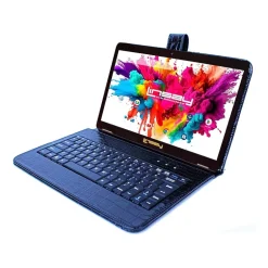 LINSAY® 10.1 Octa Core 128Gb Android 15 Tablet Black Croc Keyboard
