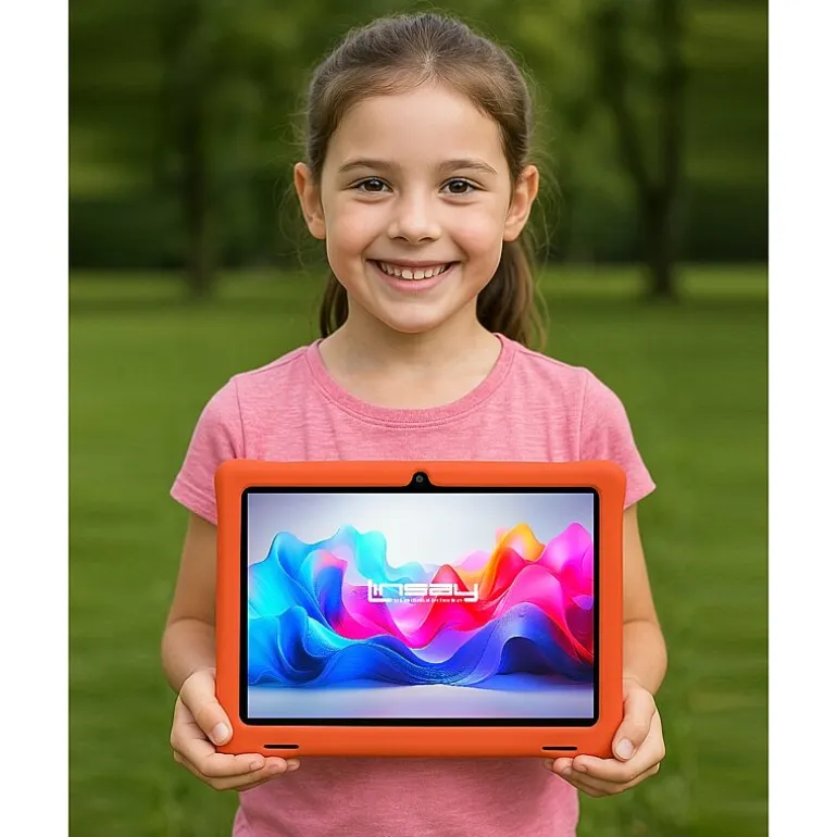 LINSAY® 10.1 Octa Core 128Gb Android 15 Tablet Kids Red