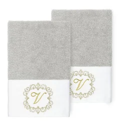 Linum Home Textiles Monica Gold 2-pc. Embellished Hand Towel