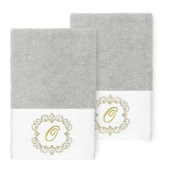 Linum Home Textiles Monica Gold 2-pc. Embellished Hand Towel