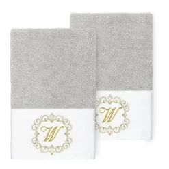 Linum Home Textiles Monica Gold 2-pc. Embellished Hand Towel
