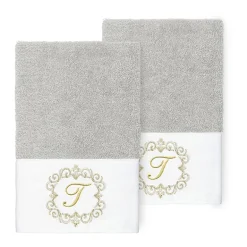 Linum Home Textiles Monica Gold 2-pc. Embellished Hand Towel