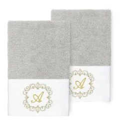 Linum Home Textiles Monica Gold 2-pc. Embellished Hand Towel