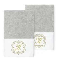 Linum Home Textiles Monica Gold 2-pc. Embellished Hand Towel