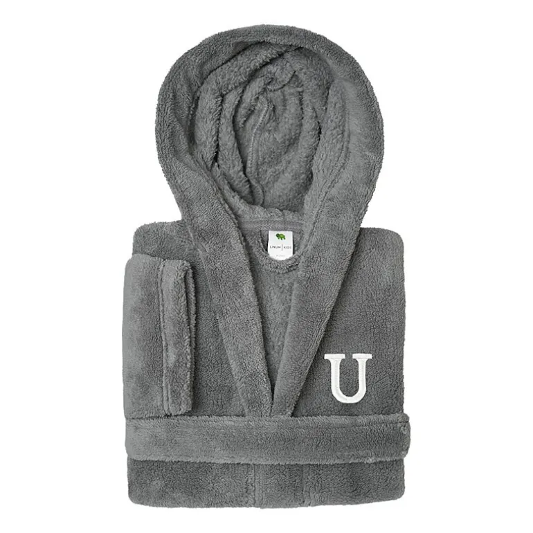 Linum Home Textiles Personalized Kids Bathrobe Unisex Long Sleeve Long Length Robe