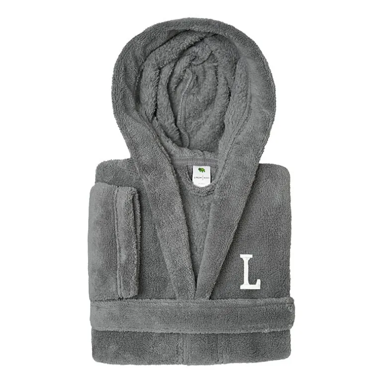 Linum Home Textiles Personalized Kids Bathrobe Unisex Long Sleeve Long Length Robe