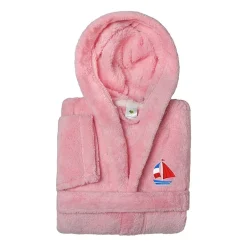 Linum Home Textiles Plush Boat Kids Bathrobe Unisex Long Sleeve Long Length Robe