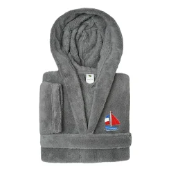 Linum Home Textiles Plush Boat Kids Bathrobe Unisex Long Sleeve Long Length Robe