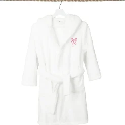 Linum Home Textiles Plush Bow Girls Long Sleeve Long Length Robe