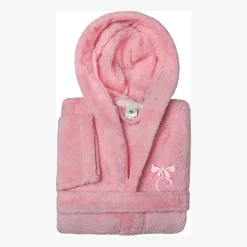 Linum Home Textiles Plush Bow Girls Long Sleeve Long Length Robe