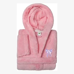 Linum Home Textiles Plush Bow Girls Long Sleeve Long Length Robe