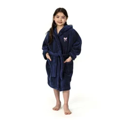 Linum Home Textiles Plush Bow Girls Long Sleeve Long Length Robe