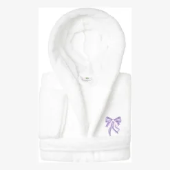 Linum Home Textiles Plush Bow Girls Long Sleeve Long Length Robe