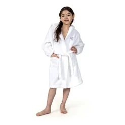 Linum Home Textiles Plush Bow Girls Long Sleeve Long Length Robe