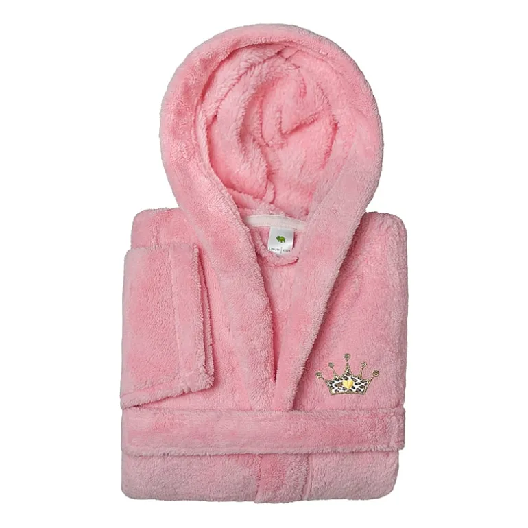 Linum Home Textiles Plush Cheetah Crown Little & Big Girls Long Sleeve Bathrobe