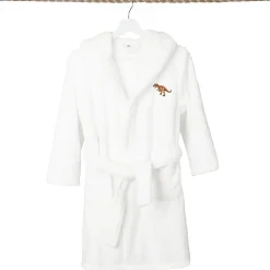 Linum Home Textiles Plush Dino Kids Bathrobe Unisex Long Sleeve Long Length Bathrobe