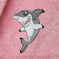 Linum Home Textiles Plush Shark Kids Bathrobe Unisex Long Sleeve Long Length Bathrobe
