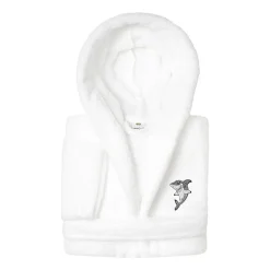Linum Home Textiles Plush Shark Kids Bathrobe Unisex Long Sleeve Long Length Bathrobe