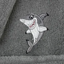 Linum Home Textiles Plush Shark Kids Bathrobe Unisex Long Sleeve Long Length Bathrobe